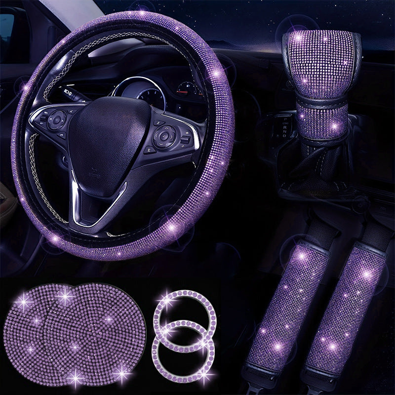 Diamond Set Leather Steering Wheel Cover