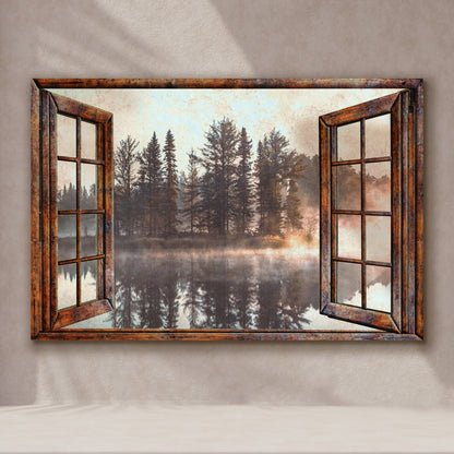 Foggy Autumn Lake View