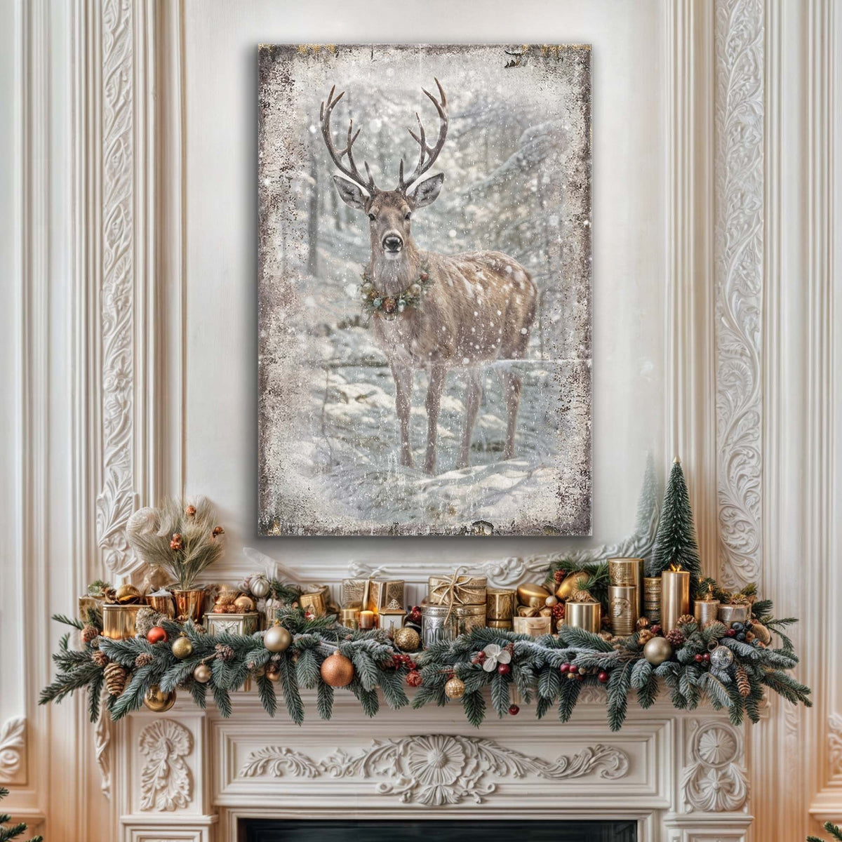 Vintage Winter Deer