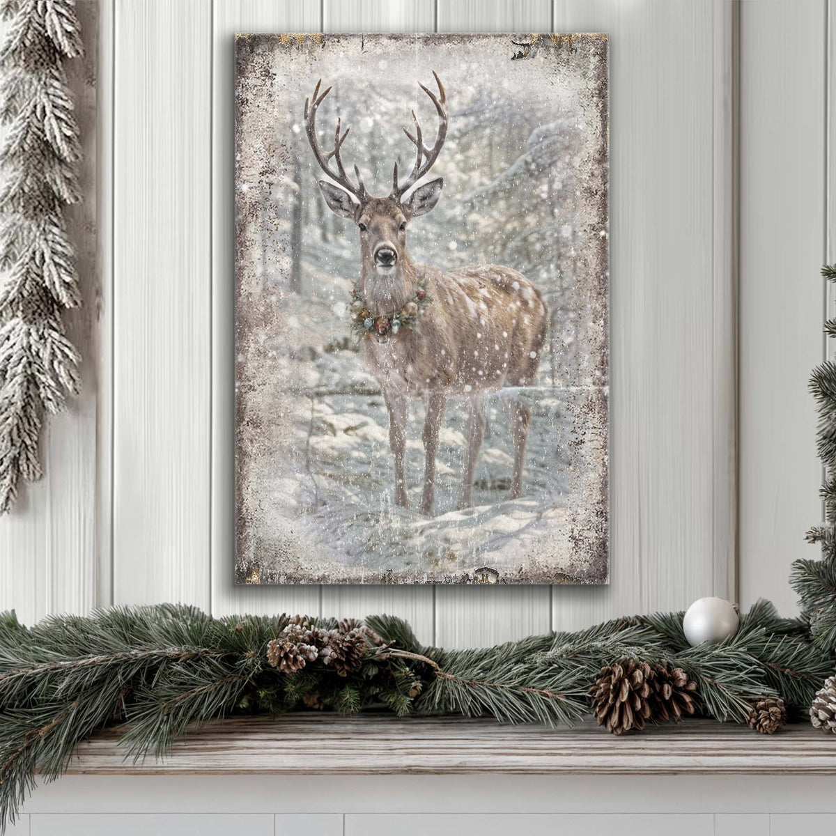 Vintage Winter Deer