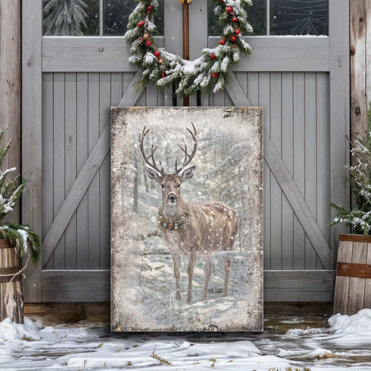 Vintage Winter Deer