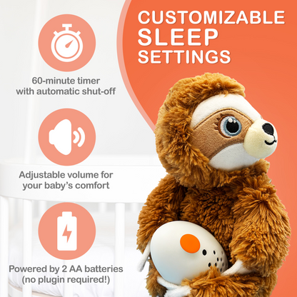 Plush Sound Machine with Real Shushing Sound & Smart Cry Detection