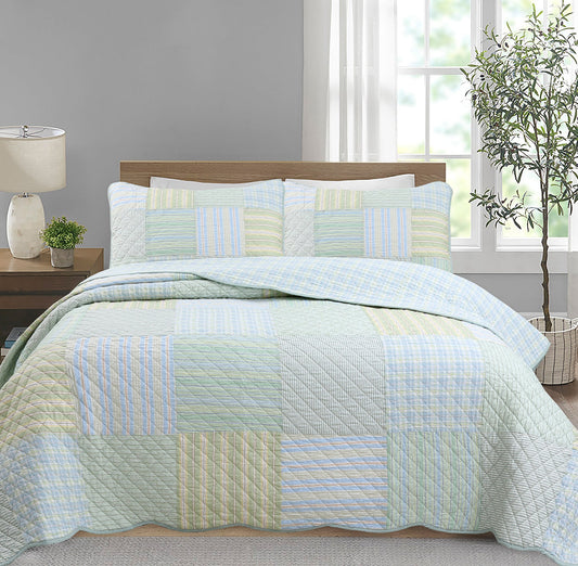 3-Piece Cotton Reversible Quilt Bedding Set