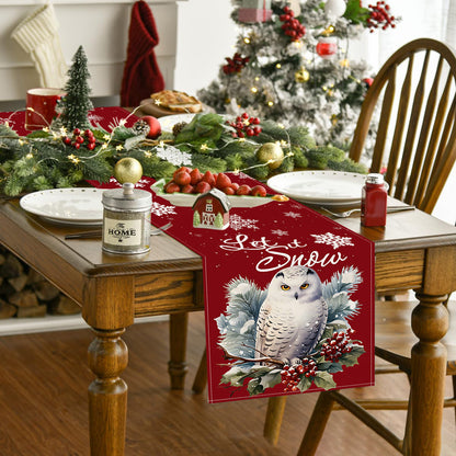 White owl table runner