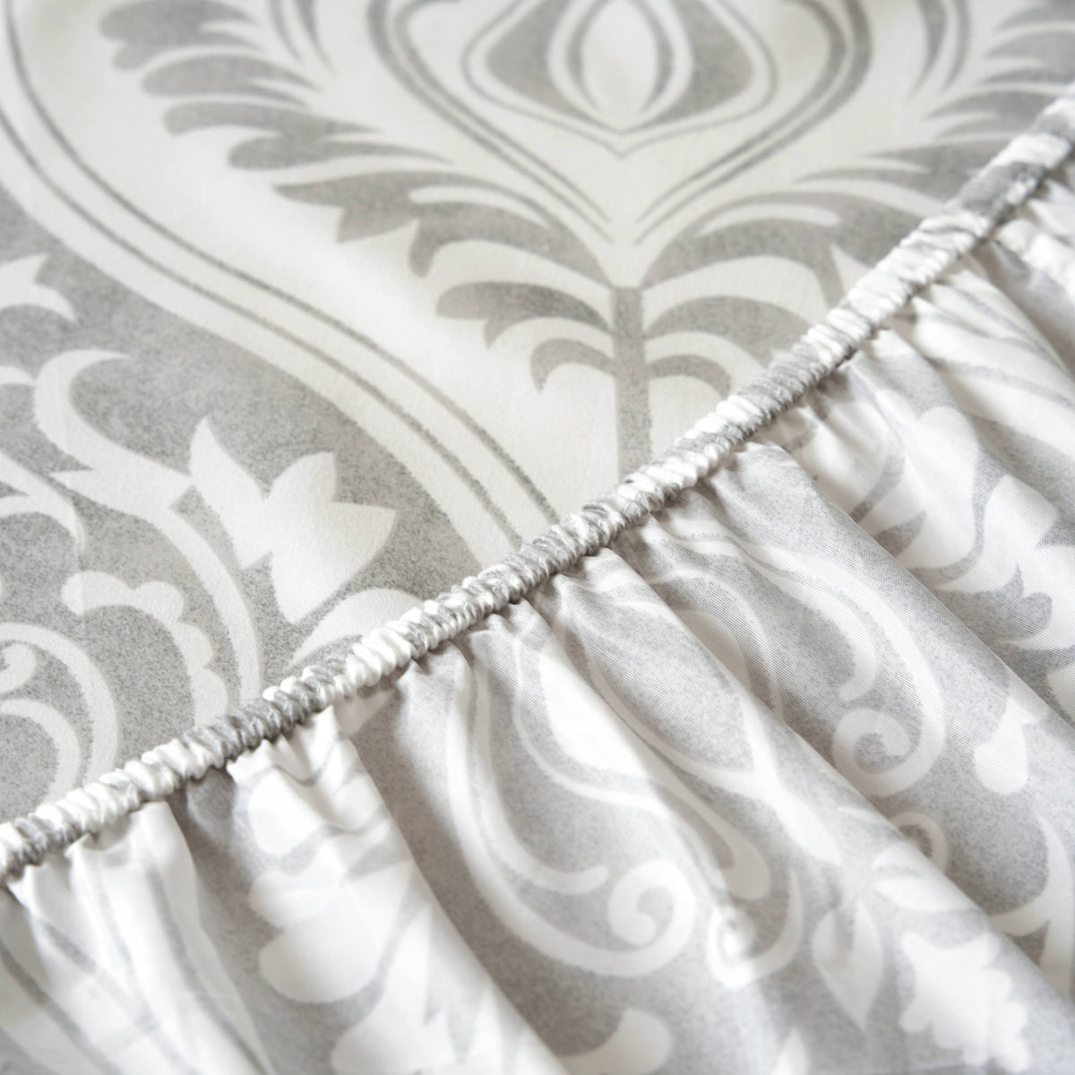 Dreamy Moon Sky Heather Gray White Bed Sheet Set