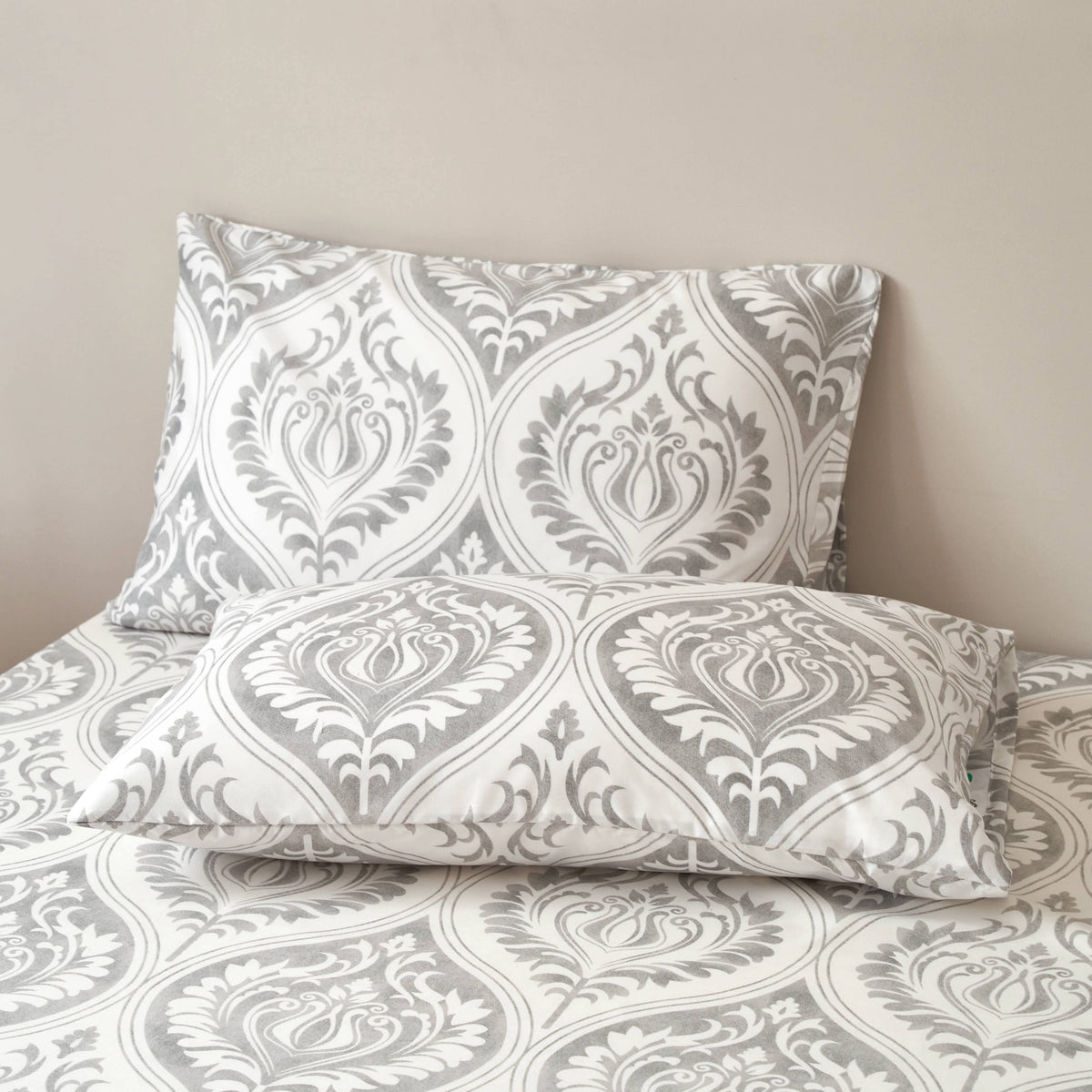 Dreamy Moon Sky Heather Gray White Bed Sheet Set