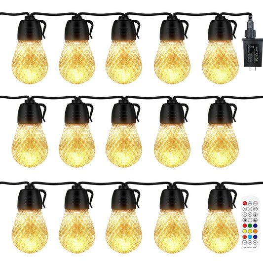 52.5FT Colorful Outdoor String Lights Smart RGB LED