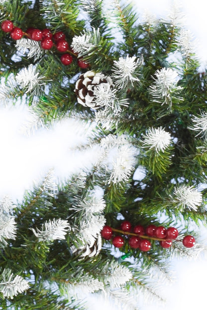 6' Snow Flocked Camdon Fir Garland with Pine Cones & Berry Clusters