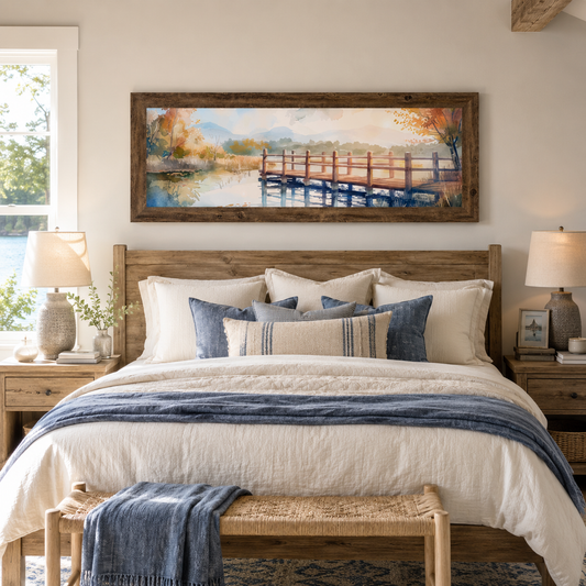 Autumn Pier Watercolor Wall Art