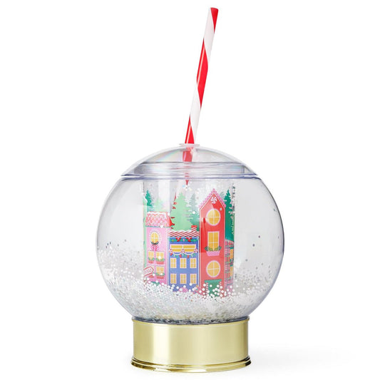 Holiday Village Snow Globe Novelty Sipper