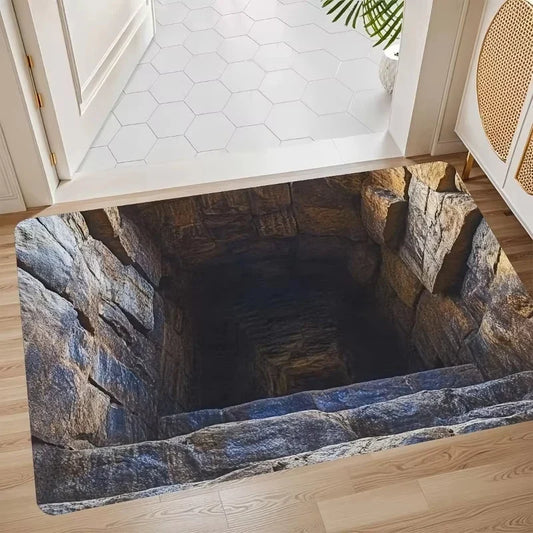 2D Optical Illusion Endless Cave Design Doormat Rug