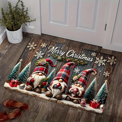 Three Santa Claus Doormat Entrance Welcome Mat