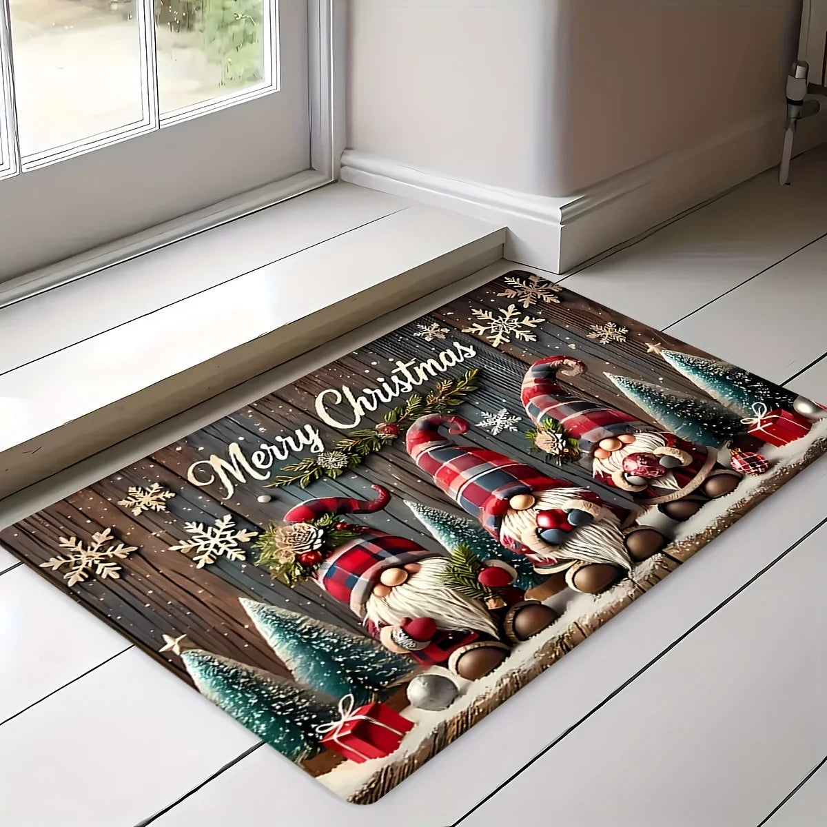 Three Santa Claus Doormat Entrance Welcome Mat