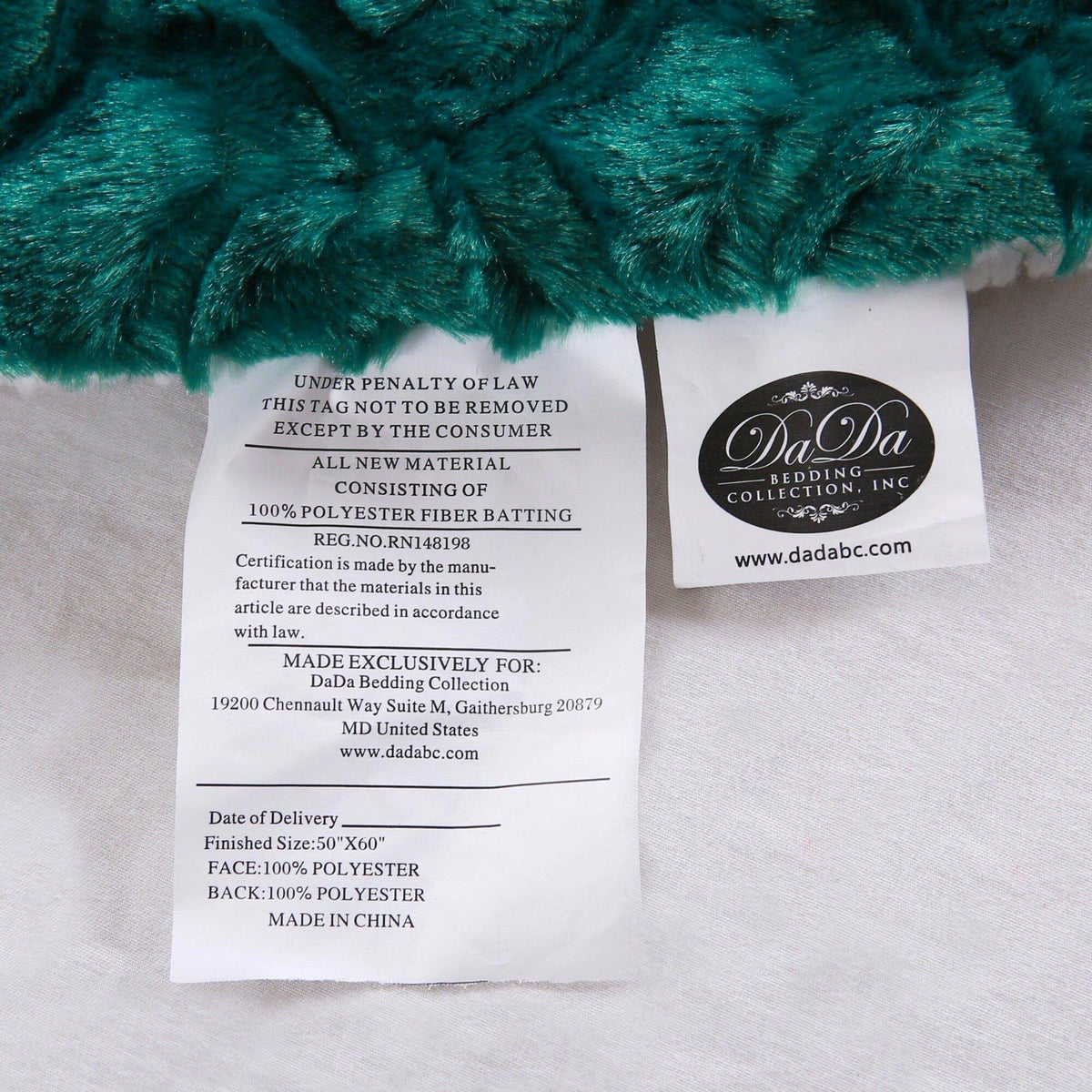 Emerald Green Blue Faux Fur Sherpa Throw Blanket