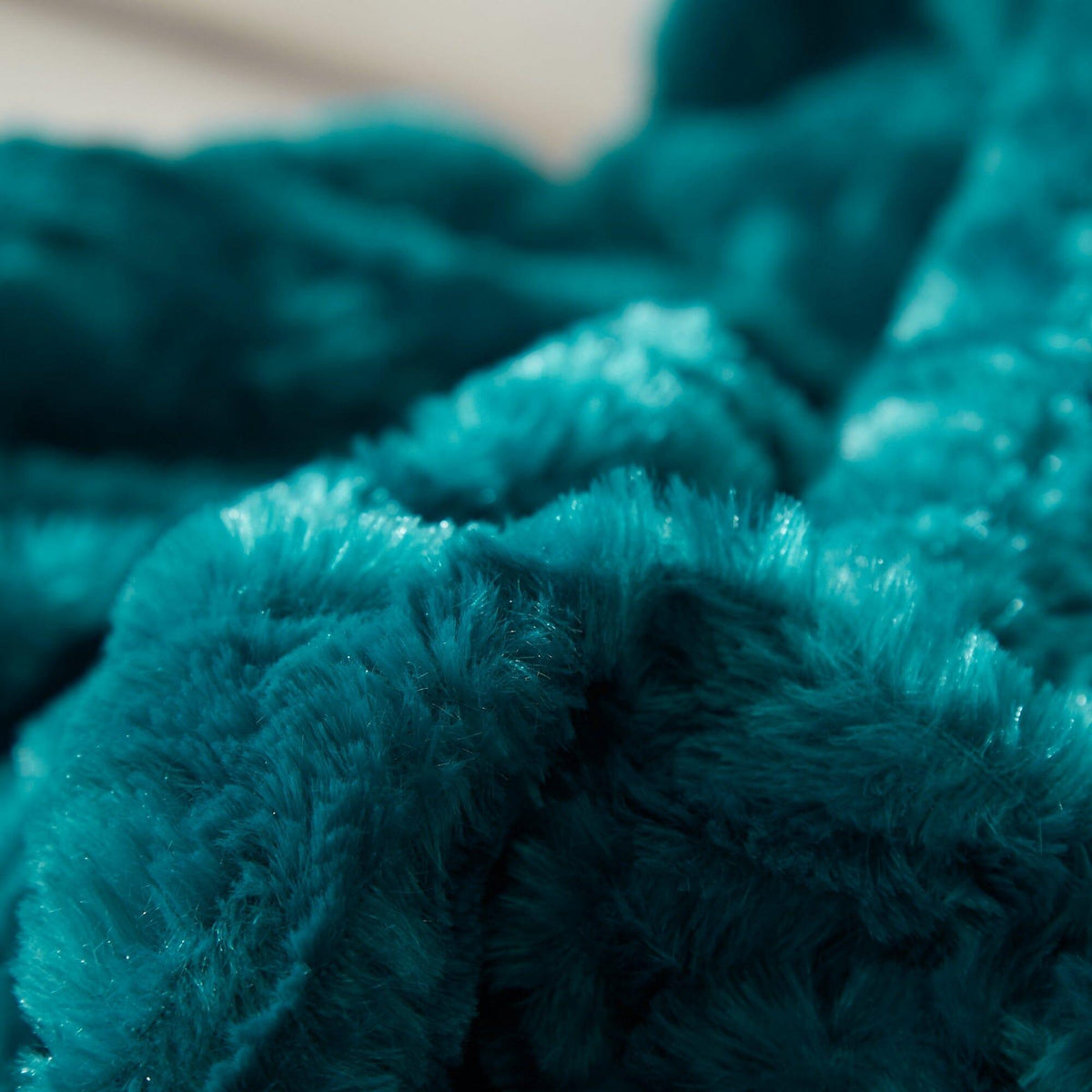 Emerald Green Blue Faux Fur Sherpa Throw Blanket
