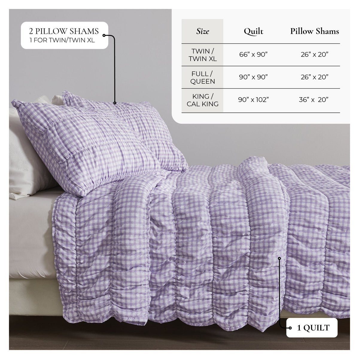 Gingham Printed Quilt Set