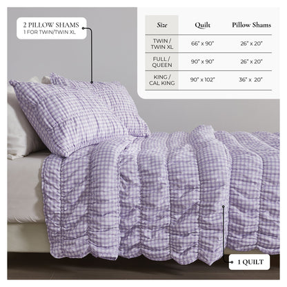 Gingham Printed Quilt Set