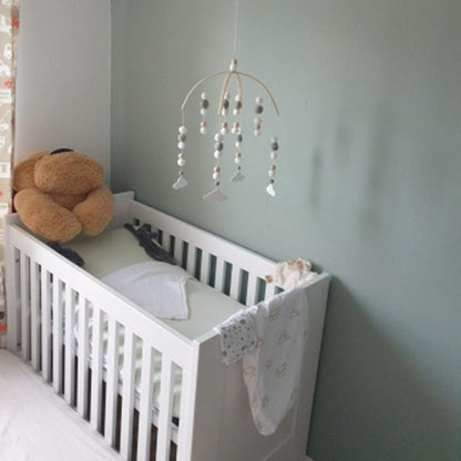 Wooden Beads Wind Chimes with Wool Balls Nursery Mobile
