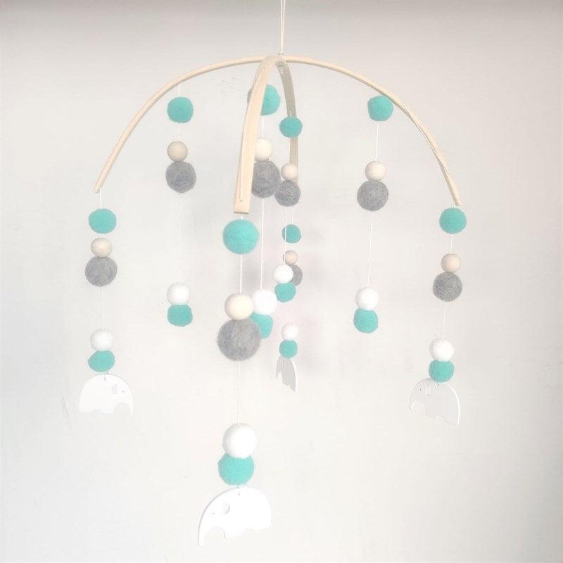 Wooden Beads Wind Chimes with Wool Balls Nursery Mobile