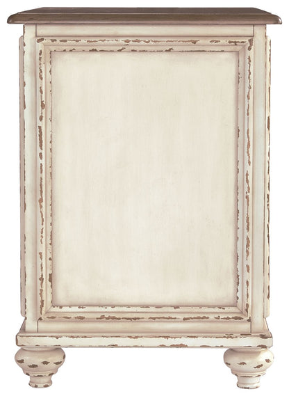 Chair Side End Table - Insert Mirror - White / Brown