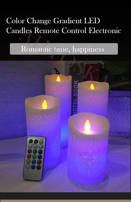 Realistic Dancing Flame Fake Candle Wax Pillar Candle