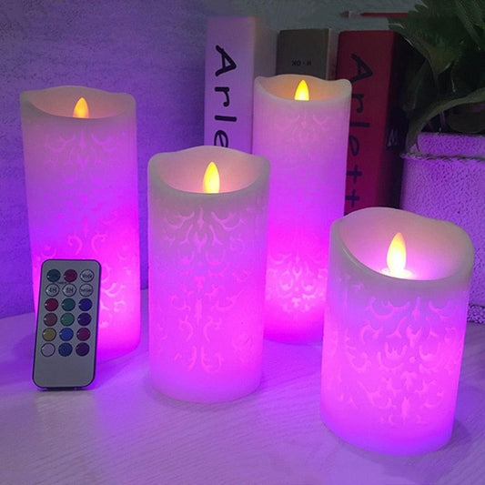 Realistic Dancing Flame Fake Candle Wax Pillar Candle