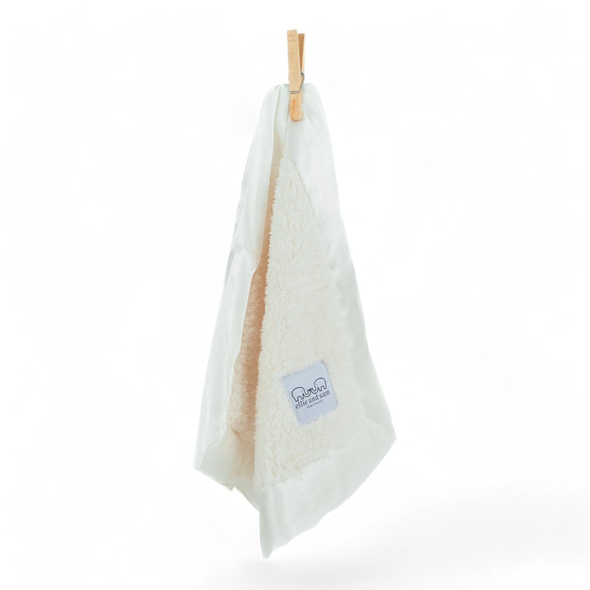 Classic Baby Lovey with Satin Trim in Chenille Cozy, Ivory