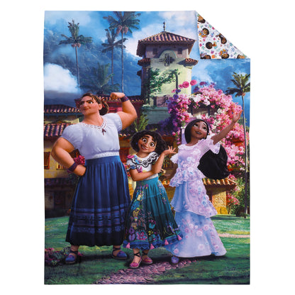 Disney Encanto Power Trio Purple and Teal 5 Piece Toddler Bedding and Blanket Bundle Set