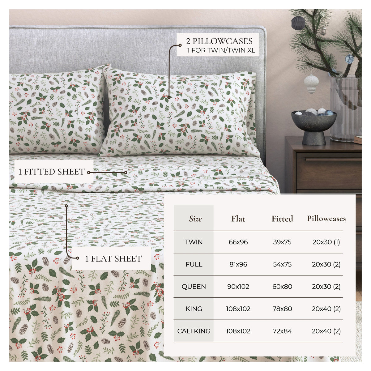 Turkish Cotton Christmas Flannel Sheet Set
