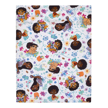 Disney Encanto Power Trio Purple and Teal 5 Piece Toddler Bedding and Blanket Bundle Set