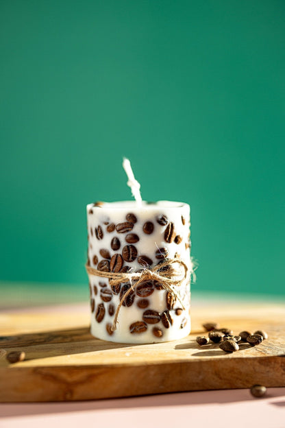 Handcrafted Coffee Bean Pillar Candle