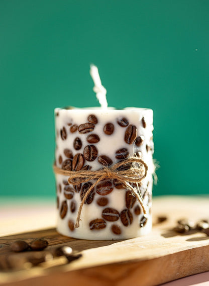 Handcrafted Coffee Bean Pillar Candle