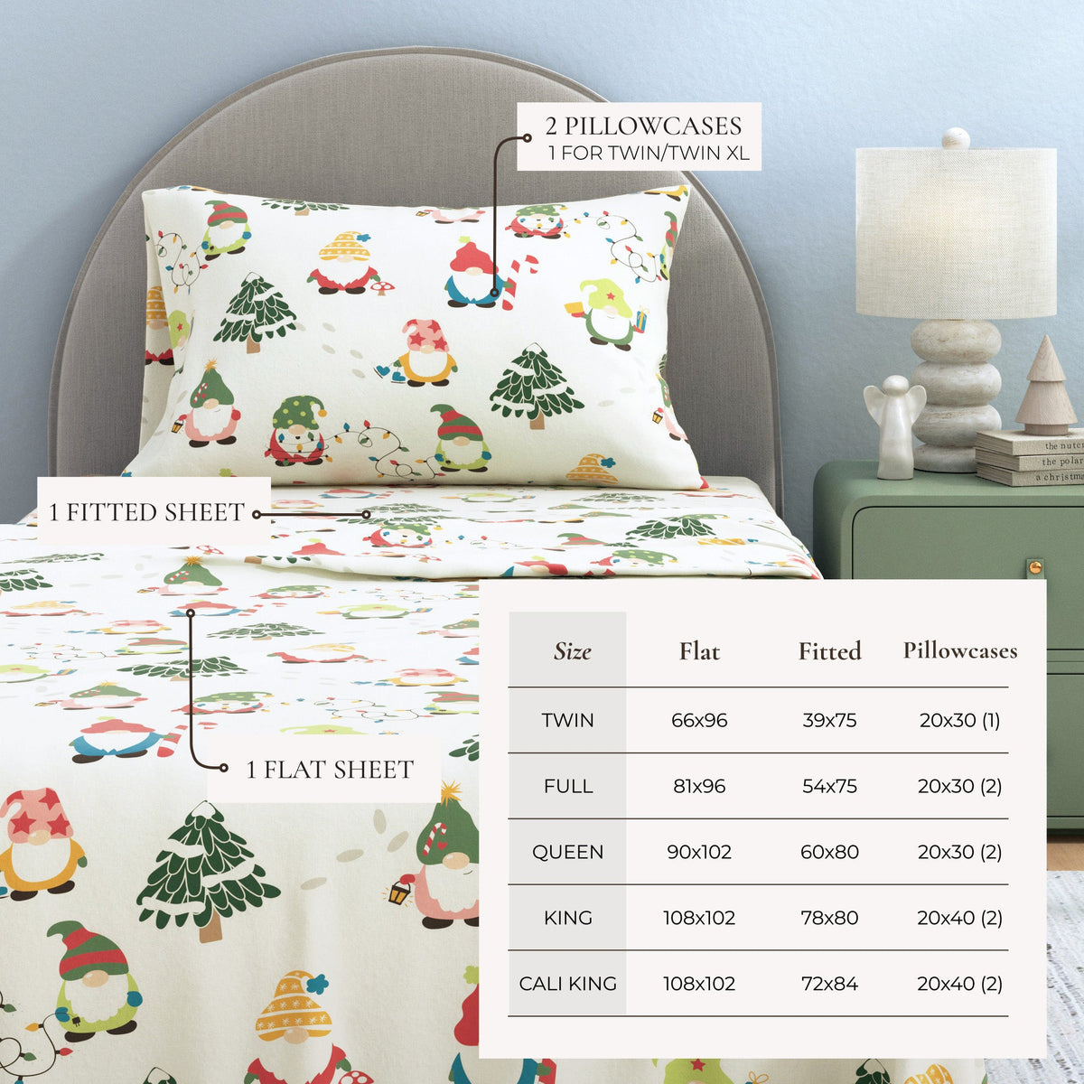 Turkish Cotton Christmas Flannel Sheet Set