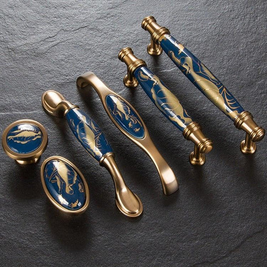 Navy Blue Ceramic Door Handles For Right And Left Sided Doors