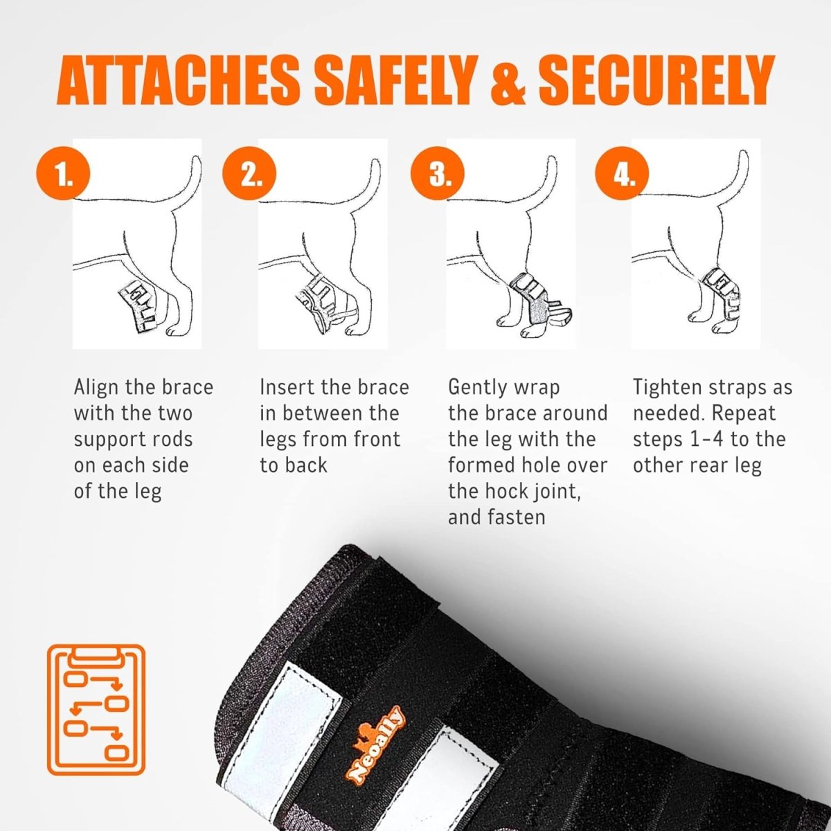 Rear Leg Hock Brace with Safety Reflective Straps for Large Dogs