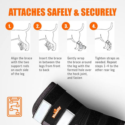 Rear Leg Hock Brace with Safety Reflective Straps for Large Dogs