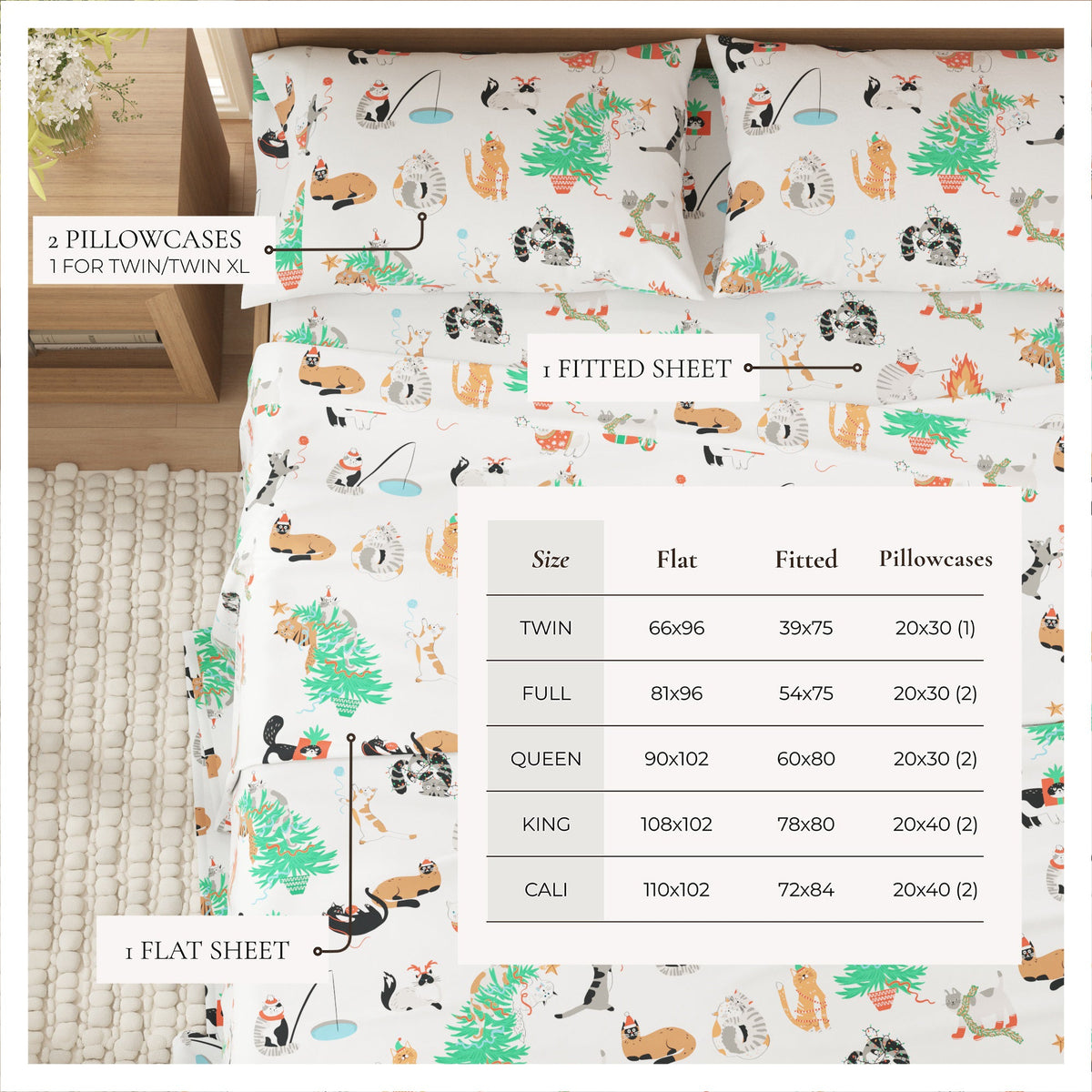 Turkish Cotton Christmas Flannel Sheet Set