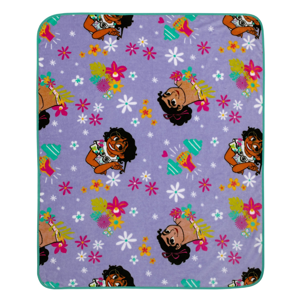 Disney Encanto Power Trio Purple and Teal 5 Piece Toddler Bedding and Blanket Bundle Set