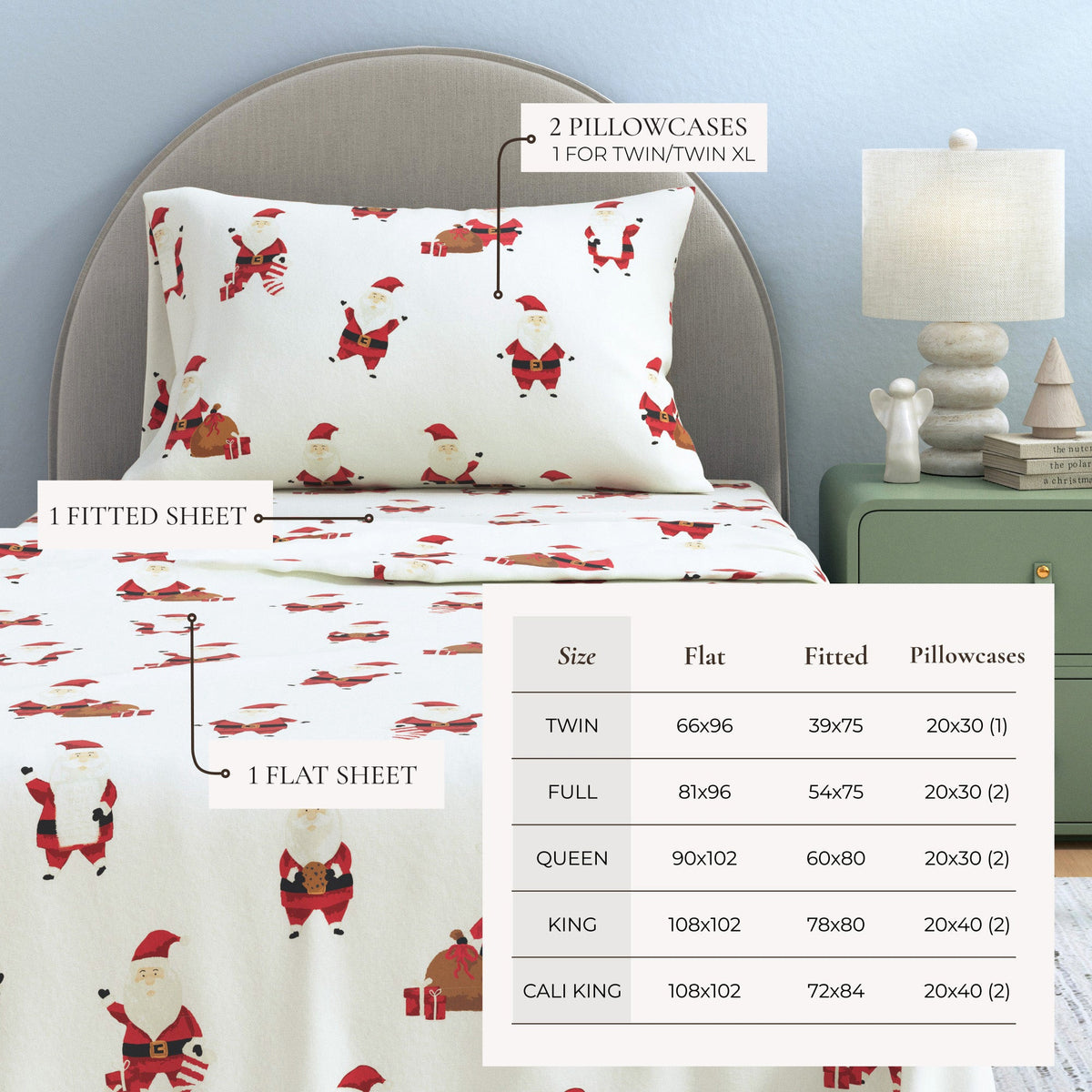 Turkish Cotton Christmas Flannel Sheet Set