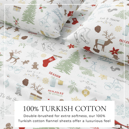 Turkish Cotton Christmas Flannel Sheet Set