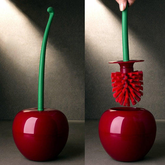 Lovely Cherry Shape Lavatory Brush Toilet Brush Holder Set