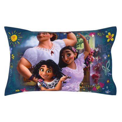 Disney Encanto Power Trio Purple and Teal 5 Piece Toddler Bedding and Blanket Bundle Set