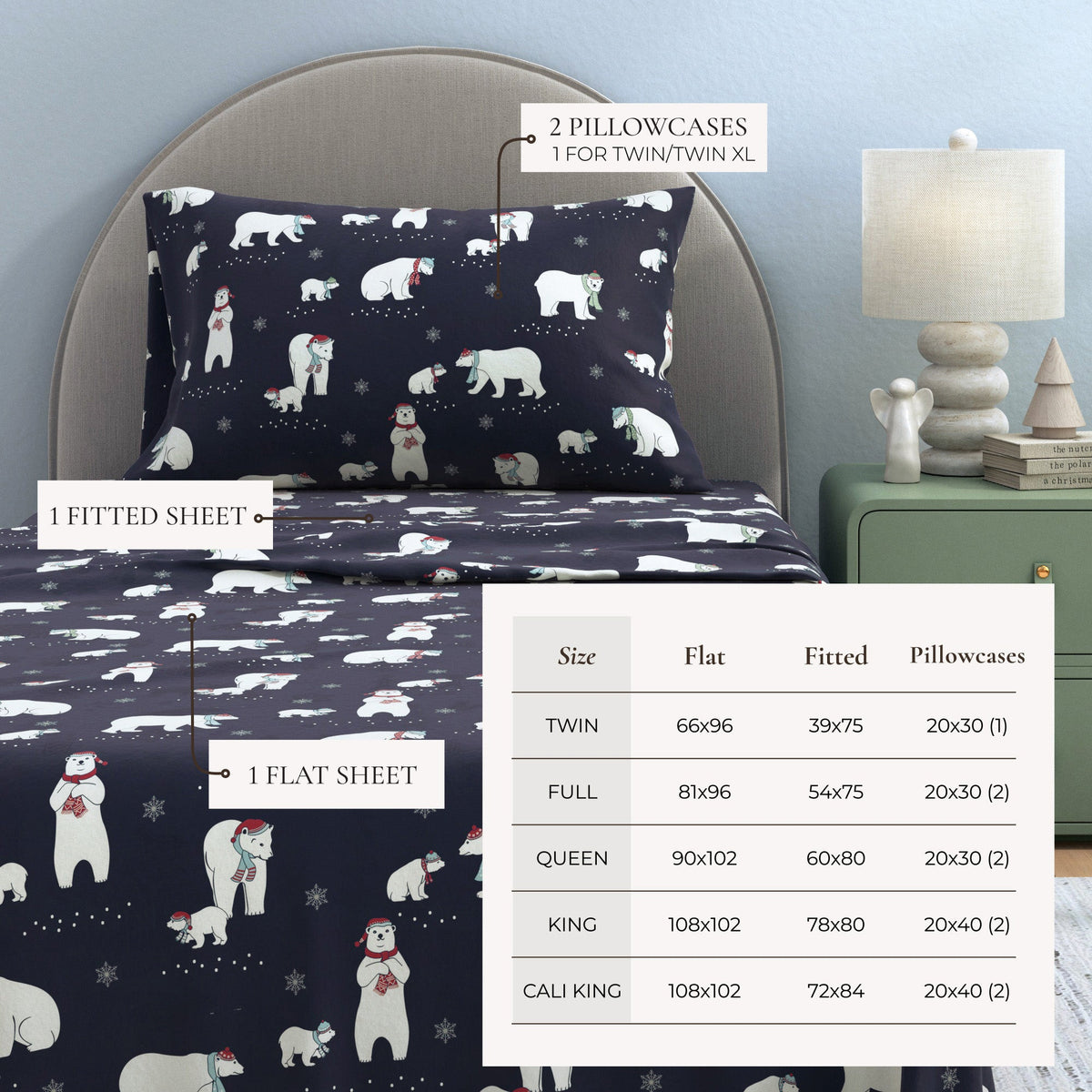 Turkish Cotton Christmas Flannel Sheet Set