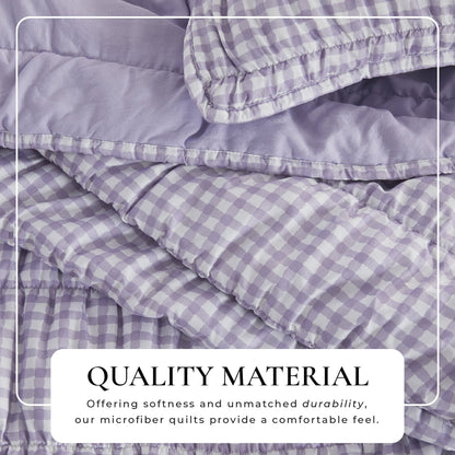 Gingham Printed Quilt Set