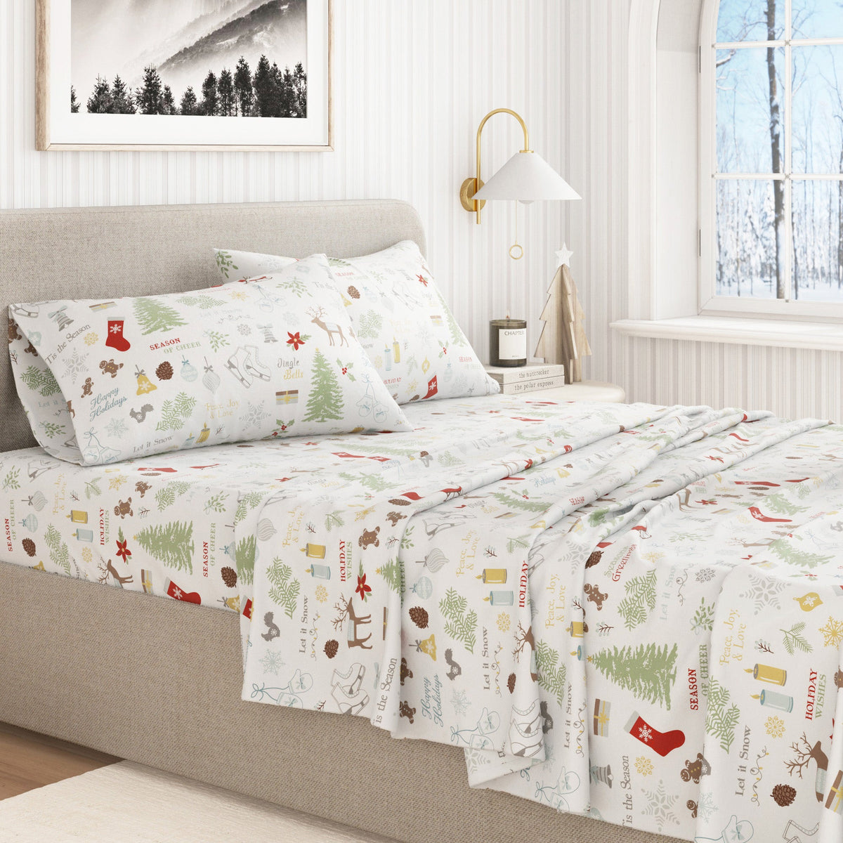Turkish Cotton Christmas Flannel Sheet Set