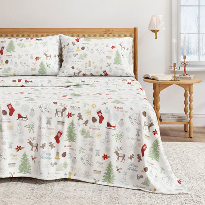Turkish Cotton Christmas Flannel Sheet Set